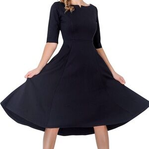 Marycrafts Women's Fit Flare Tea Midi Dress for Office Business Work | Size 10